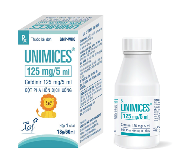 UNIMICES 125mg/5ml (Hộp 1 lọ 60ml x 18g ml bột pha hỗn dịch)