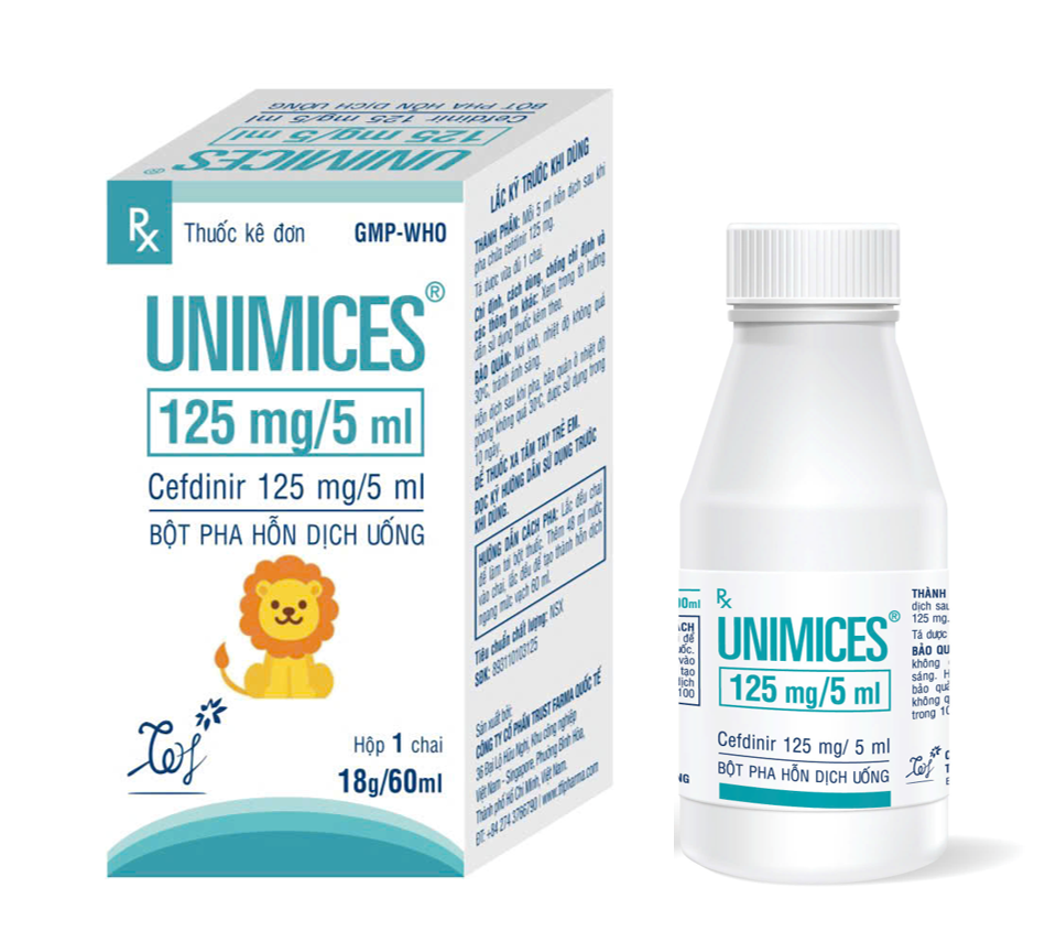 UNIMICES 125mg/5ml (Hộp 1 lọ 60ml x 18g ml bột pha hỗn dịch)